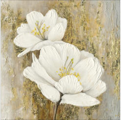 Pure Living Tablou canvas Pure Living Gold White Flowers I 40x40 cm (TS110N5)