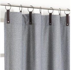 Jby Creation Draperie cu inele și bride din piele, uni, gri 140x245 cm (150526)