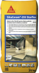 Sika Adeziv flexibil Sika Ceram 255 StarFlex C2TES1 pentru gresie și faianță de dimensiuni medii și mari interior și exterior 25 kg alb (680836)