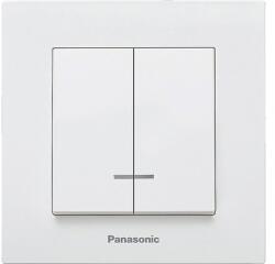 Panasonic Întrerupător dublu Panasonic Karre Plus, cu lumină, alb, incl. ramă (P-KP2L)