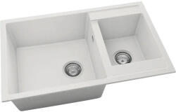 FAT Chiuvetă bucătărie fatgranit 2 cuve FAT Avangard 233 49x80 cm fără picurător Pure White reversibilă (233-1000) Chiuveta