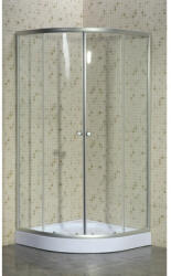 Sanotechnik Cabină de duș semirotundă cu cădiță Sanotechnik ST-90C, sifon 90x90 cm, sticlă transparentă, profil gri argintiu (ST-90C)