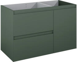 Jungborn Dulap bază lavoar baie suspendat Jungborn DECEM 100 cm MDF verde mat 2 sertare 1 coș rufe dreapta (169003)