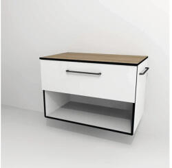 Devo Dulap bază lavoar baie suspendat Devo Sonus 2.0 77x52 cm MDF alb/stejar bardolino 1 sertar cu închidere lentă 1 poliță (SO2-SU1S77x52F01K51)
