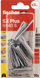Fischer Befestigungssysteme Dibluri plastic cu șurub PZ Fischer SX Plus 8x40mm, 10 buc (568122)