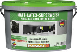 Hornbach Vopsea interior pe bază de latex cu aspect mătăsos Hornbach Matt-Latex-Superweiss albă 10 l (500185)