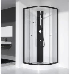 Aurlane Cabină de duș cu cădiță Aurlane Black Sea 90x90x210 cm, sticlă securizată 5 mm, profil negru (CAB311)