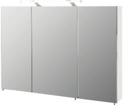 Möbelpartner Dulap baie cu oglindă Dorina 100x75 cm PAL alb 3 uşi cu iluminare (124889)