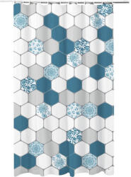 Frandis Perdea de duș Mosaique 180x200 cm textil alb/albastru/gri (195054) Perdea de dus