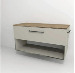 Devo Dulap bază lavoar baie suspendat Devo Sonus 2.0 97x52 cm MDF grej/stejar bardolino 1 sertar cu închidere lentă 1 poliță (SO2-SU1S97x52F91K51)