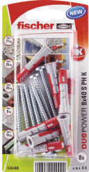 Fischer Befestigungssysteme Dibluri plastic cu șurub Fischer DuoPower 8x40 mm, cap bombat, pachet 8 bucăți (535480)