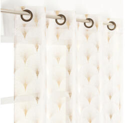 Jby Creation Draperie cu inele transparentă, ornamente, alb/auriu 135x245 cm (150519)