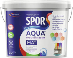 Policolor Email mat pe bază de apă Policolor Spor Aqua alb 5 l (4001298)