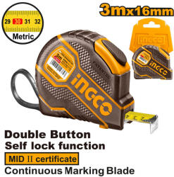 INGCO Mérőszalag 3 m x 16 mm gumírozott (HSMT08031E)