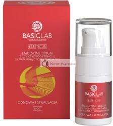 BasicLab Dermocosmetics BasicLab Dermokozmetikumok Arcápoló Szérum Retinollal, Koenzim Q10-nel és C-vitaminnal, 15ml, Ránctalanító Éjszakai Szérum Nőknek