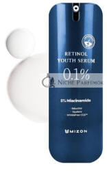 MIZON Retinol Fiatalító 0, 1% Retinol Szérum Ráncápolással, Bakuchiol, Peptidek és Niacinamid