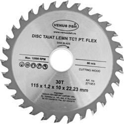 Venus DSH Disc taiat lemn TCT pentru polizor unghiular, flex, 115x1.2x10x22.23mm, 30 dinti, Venus Dsh, 271953 (271953) Disc de taiere