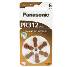 Panasonic gombelem (PR312L/6LB, 1.4V, cink-levegő) 6db / csomag (PR312-6LB) (PR312-6LB)