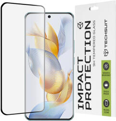 Techsuit - 111D Teljes Borítás / Teljes Ragasztás Üveg / 3D Ívelt Kijelző - Honor 90 - Fekete üvegfólia