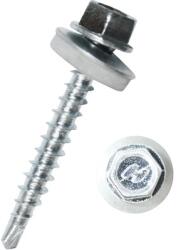 Dresselhaus Șuruburi universale autoforante cu cap hexagonal și șaibă cauciuc EPDM Dresselhaus 6, 3x38 mm oțel zincat, 500 bucăți, pentru acoperiș (0/6517/001/ 6,3/ 38/ /01)