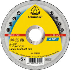 Klingspor Disc debitare metal, oțel, inox Klingspor Kronenflex A100 EXTRA Ø125x1, 6x22, 23 mm (651169)