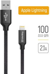 ColorWay Cablu Date, USB la Lightning, 2.1A, 1m - ColorWay (CW-CBUL004-BK) - Black (KF2347576)