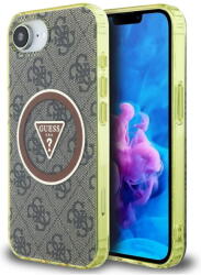 GUESS Husa Husa pentru iPhone 16e - Guess IML Metal Glitter 4G Circle Triangle MagSafe (GUHMPSE4HG4PRTGW) - Brown (KF2347801) - vexio