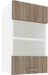 haaus Corp superior bucătărie Karo cu ușă de sticlă 40 cm, alb/stejar Sonoma (917456)