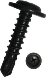 Dresselhaus Șuruburi pentru tablă autoforante cu cap semibombat cruce Dresselhaus 4, 8x19 mm DIN7504 oțel zincat negru, 100 bucăți (0/6051/051/4,8X19/51)