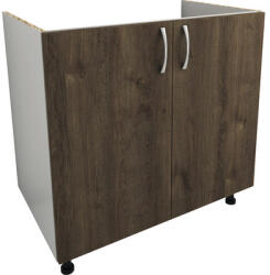 haaus Mască chiuvetă bucătărie 80 cm, 2 uși, alb/stejar bronz (911904)
