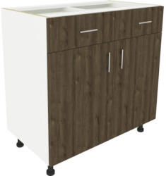 haaus Corp inferior bucătărie Karo 80 cm, 2 uși 2 sertare, alb/stejar bronz (917401)