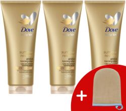 Dove Summer Revived Önbarnító Testápoló világos - közepes árnyalatú bőrre 3x200ml + Ajándék Dove Önbarnító Kesztyű