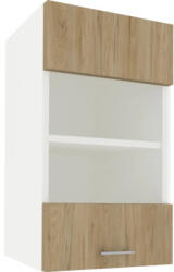 haaus Corp superior bucătărie Karo cu ușă de sticlă 40 cm, alb/lemn natural (917296)