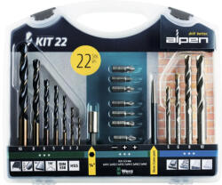 Alpen Set burghie metal și zidărie Alpen Ø2-10 mm, 22 piese (800222100) Burghiu