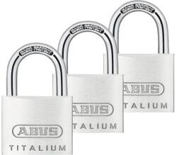 ABUS Lacăte aluminiu Abus Titalium 40mm, belciug Ø6, 5mm, pachet 3 bucăți, 4 chei (564345)