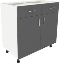 haaus Corp inferior bucătărie Karo 80 cm, 2 uși 2 sertare, alb/antracit (917562)