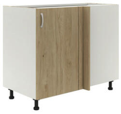 haaus Corp inferior de colț bucătărie 98 cm, 1 ușă, alb/lemn natural (912789)