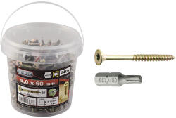 Connex Șuruburi pentru lemn cu cap înecat Torx Connex 5x60 mm oțel zincat galben, 240 bucăți, incl. bit Torx 25mm (919960)