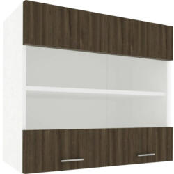 haaus Corp superior bucătărie Karo cu ușă de sticlă 80 cm, 2 uși, alb/stejar bronz (917388)