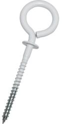 Dresselhaus Șuruburi pentru lemn cu ochi Dresselhaus 3, 5x51 mm oțel plastifiat alb, cu guler de oprire/mascare, 100 bucăți (0/2149/796/3,5x51/01)