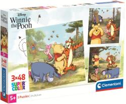 Clementoni Puzzle pentru copii Clementoni din 3 x 48 piese - Winnie de Pluș (25063) Puzzle