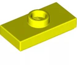 LEGO® 15573c236 - LEGO neon sárga lap 1 x 2 méretű 1 bütyökkel - jumper, az alján bütyök aljzattal (15573c236)