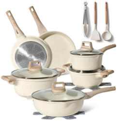 Just Perfecto Set oale si tigai Just Perfecto JL-788, 15 piese, Finisaj marmura, Inductie, Accesorii, Bej (JL-788 beige)