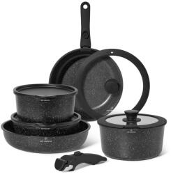 Just Perfecto Set de oale si tigai Just Perfecto JL-998, 11 piese, Finisaj marmura, Inductie, 2 manere detasabile, Negru (JL-998 black)