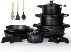 Royalty Line Set de oale și tigăi Royalty Line Premium set de oale și tigăi RL-OS1014M, 17 h, Turnat, Acoperire din marmură Greblon, Inducție, Negru (RL-OS1014M)