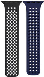 Phoner Spike Apple Watch szilikon szíj, 49/45/44/42mm, fekete/éjkék - ionstore