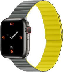  Phoner Rever Apple Watch forgatható mágneses szilikon szíj, 41/40/38mm, S/M, szürke/sárga - ionstore