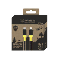 Tactical MagRope USB-C-Lightning adatkábel szövet bevonattal, 1m, fekete/sárga - ionstore