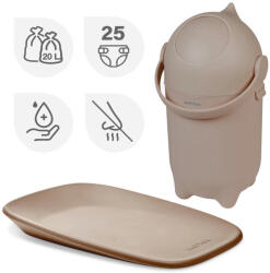 Nattou Pelenkakosár Dropy és pelenkázó alátét Softy Taupe 50x70 cm