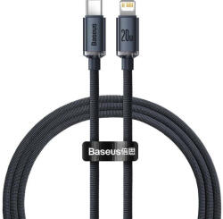 Baseus Crystal USB-C-Lightning kábel, 20W, PD, 1.2m, fekete - ionstore